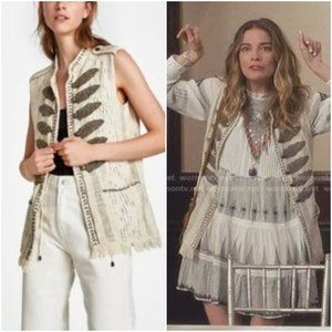 Zara Military Beaded Boucle Vest Alexis Rose